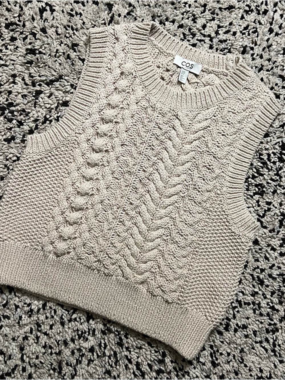COS Sweater Vest Chunky Cableknit Beige Women’s Size XS - Picture 4 of 15